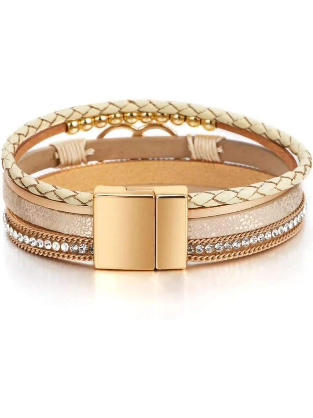 Boho Leather Wrap Bracelet for Women, Western Layered Cuff Jewelry, Stylish Gift